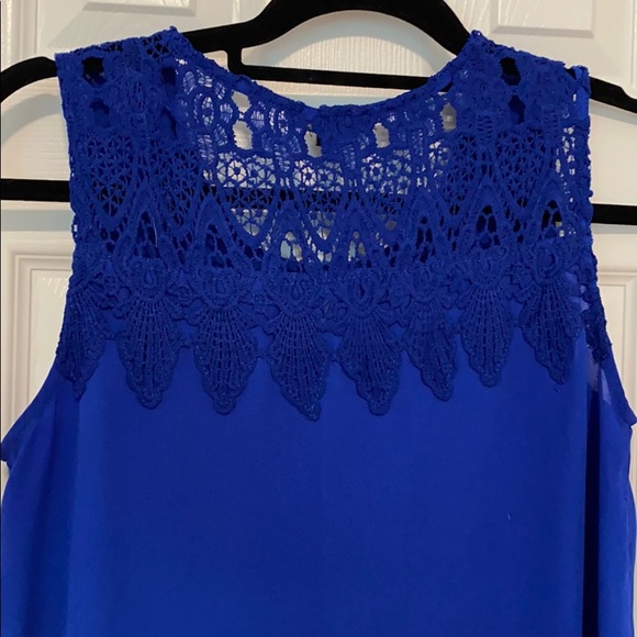 Cobalt Blue with Lace Papermoon High Low Tank  M - Picture 6 of 6